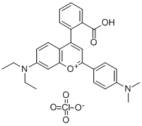 4-(2-Carboxy-phenyl)-7-diethylamino-2-(4-dimethylamino-phenyl)chromyliumperchlorate Struktur