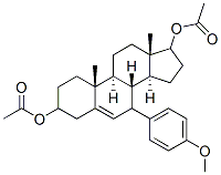 3,17-Dihydroxy-7-(4-methoxyphenyl)-androst-5-ene 3,17-diacetate Struktur