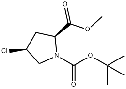 (2S,4S)-1-tert-butyl 2-methyl 4-chloropyrrolidine-1,2-dicarboxylate Struktur