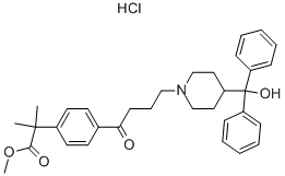 A,A-DIMETHYL-4-[4-[4-(HYDROXYDIPHENYL METHYL)-1-PIPERIDINYL]-1-OXOBUTYL]PHENYL ACETIC ACID METHYL ESTER HYDROCHLORIDE Struktur