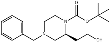 (S)-4-Benzyl-2-(2-hydroxyethyl)piperazine-1-carboxylic acid tert-butyl ester Struktur