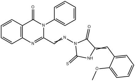 4(3H)-Quinazolinone, 2-(((4-((2-methoxyphenyl)methylene)-5-oxo-2-thiox o-1-imidazolidinyl)imino)methyl)-3-phenyl- Struktur