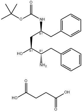 [2S,3S,5S]-2-Amino-3-hydroxy-5-tert-butyloxycarbonylamino-1,6-diphenylhexane succinate salt Struktur