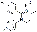 N-butyl-4-fluoro-N-(8-methyl-8-azabicyclo[3.2.1]oct-3-en-3-yl)benzamid e hydrochloride Struktur