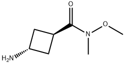 Cyclobutanecarboxamide, 3-amino-N-methoxy-N-methyl-, trans- (9CI) Struktur