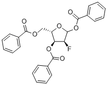 1,3,5-Tri-O-benzoyl-2-deoxy-2-fluoro-alpha-L-arabinofuranose Struktur