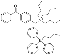 N-(4-[BENZOYL]BENZYL)-N,N,N-TRIBUTYLAMMONIUM BUTYLTRIPHENYL BORATE Struktur