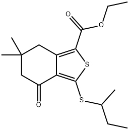 ETHYL 3-(SEC-BUTYLTHIO)-6,6-DIMETHYL-4-OXO-4,5,6,7-TETRAHYDROBENZO[C]THIOPHENE-1-CARBOXYLATE Struktur