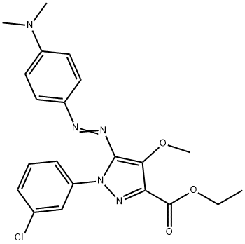 ethyl 1-(3-chlorophenyl)-5-(4-dimethylaminophenyl)diazenyl-4-methoxy-p yrazole-3-carboxylate Struktur