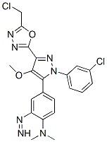 4-[5-[5-(chloromethyl)-1,3,4-oxadiazol-2-yl]-2-(3-chlorophenyl)-4-meth oxy-pyrazol-3-yl]diazenyl-N,N-dimethyl-aniline Struktur