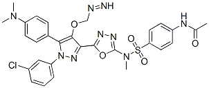 N-[4-[[5-[1-(3-chlorophenyl)-5-(4-dimethylaminophenyl)diazenyl-4-metho xy-pyrazol-3-yl]-1,3,4-oxadiazol-2-yl]methylsulfamoyl]phenyl]acetamide Struktur