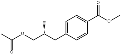 Benzoic acid, 4-[3-(acetyloxy)-2-methylpropyl]-, methyl ester, (R)- (9CI) Struktur