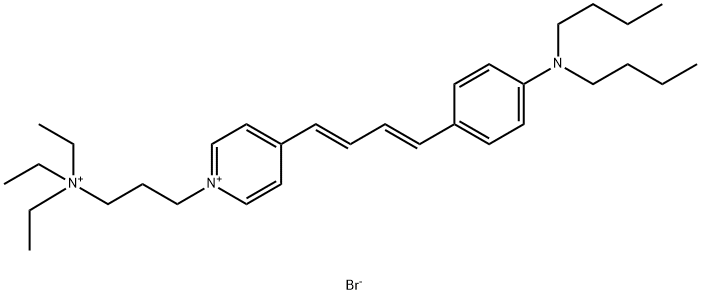 4-((1E,3E)-4-[4-(DIBUTYLAMINO)PHENYL]-1,3-BUTADIENYL)-1-[3-(TRIETHYLAMMONIO)PROPYL]PYRIDINIUM DIBROMIDE Struktur