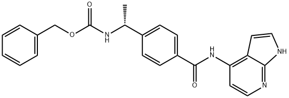 (R)-benzyl 1-(4-(1H-pyrrolo[2,3-b]pyridin-4-ylcarbaMoyl)phenyl)ethylcarbaMate Struktur