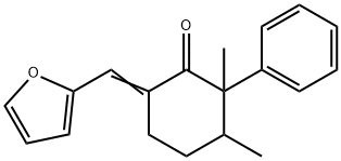 2,3-Dimethyl-6-furfurylidene-2-phenylcyclohexanone Struktur