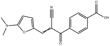 Benzoic  acid,  4-[2-cyano-3-[5-(dimethylamino)-2-furanyl]-1-oxo-2-propenyl]-  (9CI) Struktur