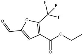 3-Furoic acid, 5-formyl-2-trifluoromethyl, ethyl ester Struktur