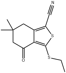 3-(ETHYLTHIO)-6,6-DIMETHYL-4-OXO-4,5,6,7-TETRAHYDROBENZO[C]THIOPHENE-1-CARBONITRILE Struktur