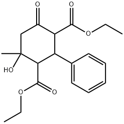 diethyl 4-hydroxy-4-Methyl-6-oxo-2-phenylcyclohexane-1,3-dicarboxylate Struktur