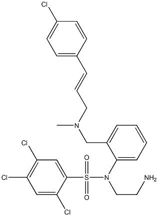 2-(N-(2-aminoethyl)-N-(2,4,5-trichlorobenzenesulfonyl))amino-N-(4-chlorocinnamyl)-N-methylbenzylamine Struktur