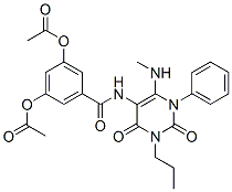 Benzamide,  3,5-bis(acetyloxy)-N-[1,2,3,4-tetrahydro-6-(methylamino)-2,4-dioxo-1-phenyl-3-propyl-5-pyrimidinyl]- Struktur