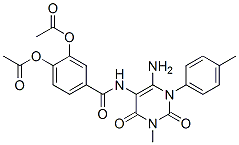 Benzamide,  3,4-bis(acetyloxy)-N-[6-amino-1,2,3,4-tetrahydro-3-methyl-1-(4-methylphenyl)-2,4-dioxo-5-pyrimidinyl]- Struktur