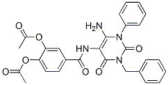 Benzamide,  3,4-bis(acetyloxy)-N-[6-amino-1,2,3,4-tetrahydro-2,4-dioxo-1-phenyl-3-(phenylmethyl)-5-pyrimidinyl]- Struktur