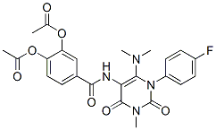 Benzamide,  3,4-bis(acetyloxy)-N-[6-(dimethylamino)-1-(4-fluorophenyl)-1,2,3,4-tetrahydro-3-methyl-2,4-dioxo-5-pyrimidinyl]- Struktur