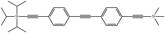 triisopropyl((4-((4-((triMethylsilyl)ethynyl) phenyl) ethynyl)phenyl)ethynyl)silane Struktur