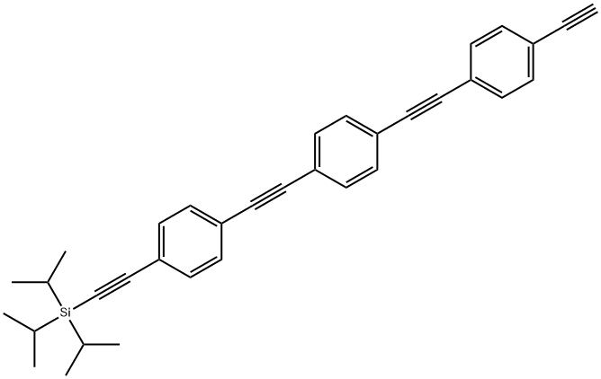 ((4-((4-((4-ethynylphenyl)ethynyl)phenyl)ethynyl) phenyl)ethynyl)triisopropylsilane Struktur