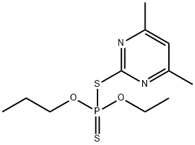 Dithiophosphoric acid S-(4,6-dimethyl-2-pyrimidinyl)O-ethyl O-propyl ester Struktur