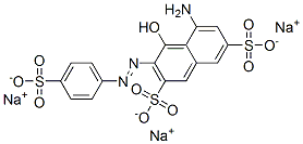 trisodium 5-amino-4-hydroxy-3-[(4-sulphonatophenyl)azo]naphthalene-2,7-disulphonate  Struktur