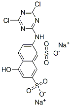 2-(4,6-Dichloro-1,3,5-triazine-2-ylamino)-5-hydroxy-1,7-naphthalenedisulfonic acid disodium salt Struktur