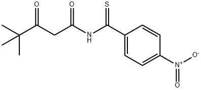 4,4-dimethyl-N-(4-nitrobenzenecarbothioyl)-3-oxo-pentanamide Struktur