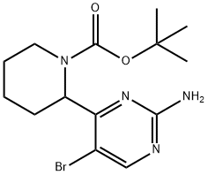 tert-butyl 2-(2-amino-5-bromopyrimidin-4-yl)piperidine-1-carboxylate Struktur