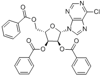 9-(2'', 3'', 5''-TRI-O-BENZOYL-β-L-RIBOFURANOSYL)-6-CHLOROPURINE Struktur