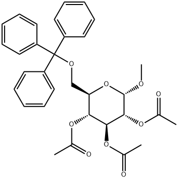 alpha-d-Glucopyranoside, methyl 6-O-(triphenylmethyl)-, triacetate Struktur