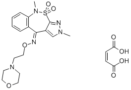 2H-Pyrazolo(3,4-c)(2,1)benzothiazepin-4(9H)-one, 2,9-dimethyl-, O-(2-( 4-morpholinyl)ethyl)oxime, 10,10-dioxide, (Z)-2-butenedioate (1:1) Struktur