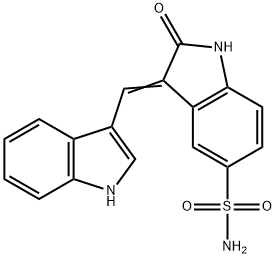 2,3-Dihydro-3-(1H-indol-3-ylmethylene)-2-oxo-1H-indole-5-sulfonamide Struktur