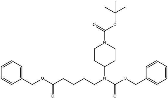 4-[[5-Oxo-5-(phenylmethoxy)pentyl][(phenylmethoxy)carbonyl]amino]-1-piperidinecarboxylic Acid 1,1-Dimethylethyl Ester Struktur