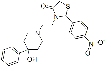 3-[2-(4-hydroxy-4-phenyl-1-piperidyl)ethyl]-2-(4-nitrophenyl)thiazolid in-4-one Struktur