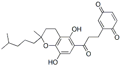 2-[2-[(5,8-Dihydroxy-2-isohexyl-2-methylchroman-6-yl)carbonyl]ethyl]-p-benzoquinone Struktur