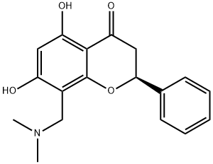 (2S)-8-(dimethylaminomethyl)-5,7-dihydroxy-2-phenyl-chroman-4-one Struktur