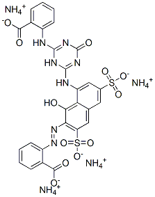 2-[[8-[[6-[(2-Carboxyphenyl)amino]-1,4-dihydro-4-oxo-1,3,5-triazin-2-yl]amino]-1-hydroxy-3,6-disulfo-2-naphthalenyl]azo]benzoic acid, tetraammonium salt Struktur