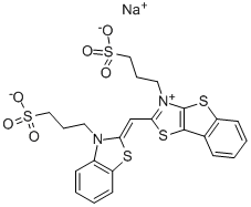 SODIUM 3-(2-([3-(3-SULFONATOPROPYL)-1,3-BENZOTHIAZOL-2(3H)-YLIDENE]METHYL)[1]BENZOTHIENO[2,3-D][1,3]THIAZOL-3-IUM-3-YL)-1-PROPANESULFONATE Struktur