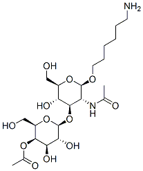 .beta.-D-Glucopyranoside, 6-aminohexyl 2-(acetylamino)-3-O-(4-O-acetyl-.beta.-D-galactopyranosyl)-2-deoxy- Struktur