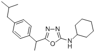 N-cyclohexyl-5-[1-[4-(2-methylpropyl)phenyl]ethyl]-1,3,4-oxadiazol-2-a mine Struktur