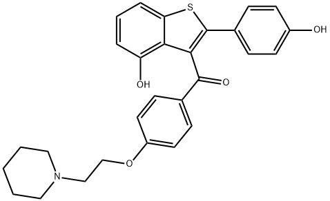 [4-Hydroxy-2-(4-hydroxyphenyl)benzo[b]thien-3-yl][4-[2-(1-piperidinyl)ethoxy]phenyl]-Methanone Struktur