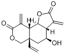 2H-Furo(2,3-f)(2)benzopyran-2,8(3H)-dione, 3a-beta,4,5,5a,6,9,9a-beta, 9b-alpha-octahydro-3,9-dimethylene-4-beta-hydroxy-5a-beta-vinyl-, (+)- Struktur