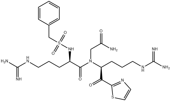 N2-[(Phenylmethyl)sulfonyl]-D-arginyl-N-[(1S)-4-[(aminoiminomethyl)amino]-1-(2-thiazolylcarbonyl)butyl]glycinamide Struktur